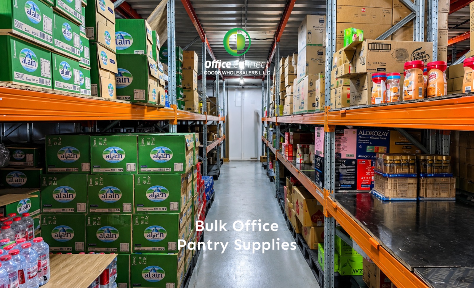 Bulk office pantry supplies stocked and organised for a Dubai business — Office Connect UAE