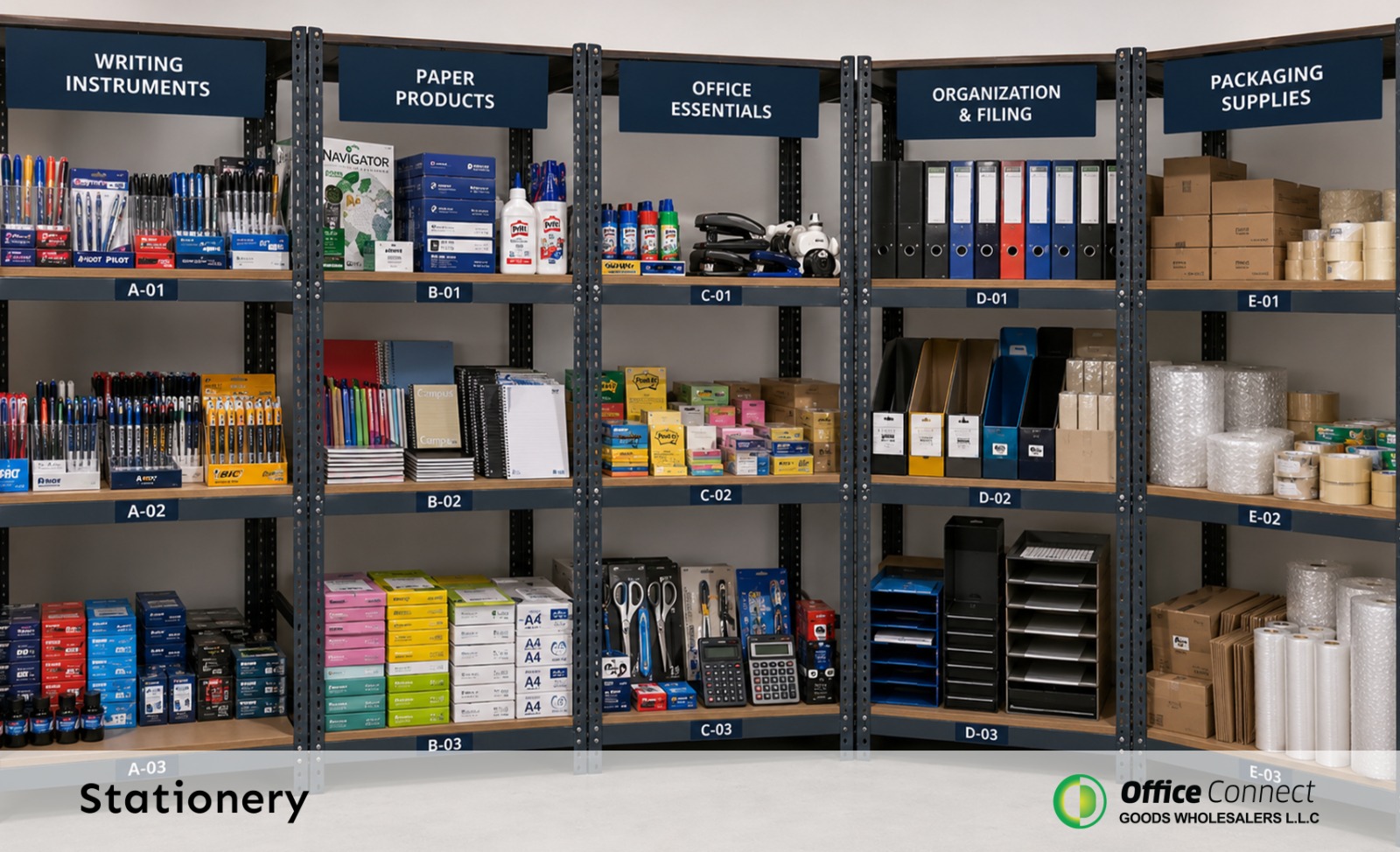 Complete office supplies checklist laid out for a new UAE business setup