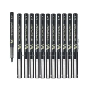 Pilot BX-V7 Hi-Tecpoint Rollerball Pen, 0.7 mm Tip - Black, Box of 12