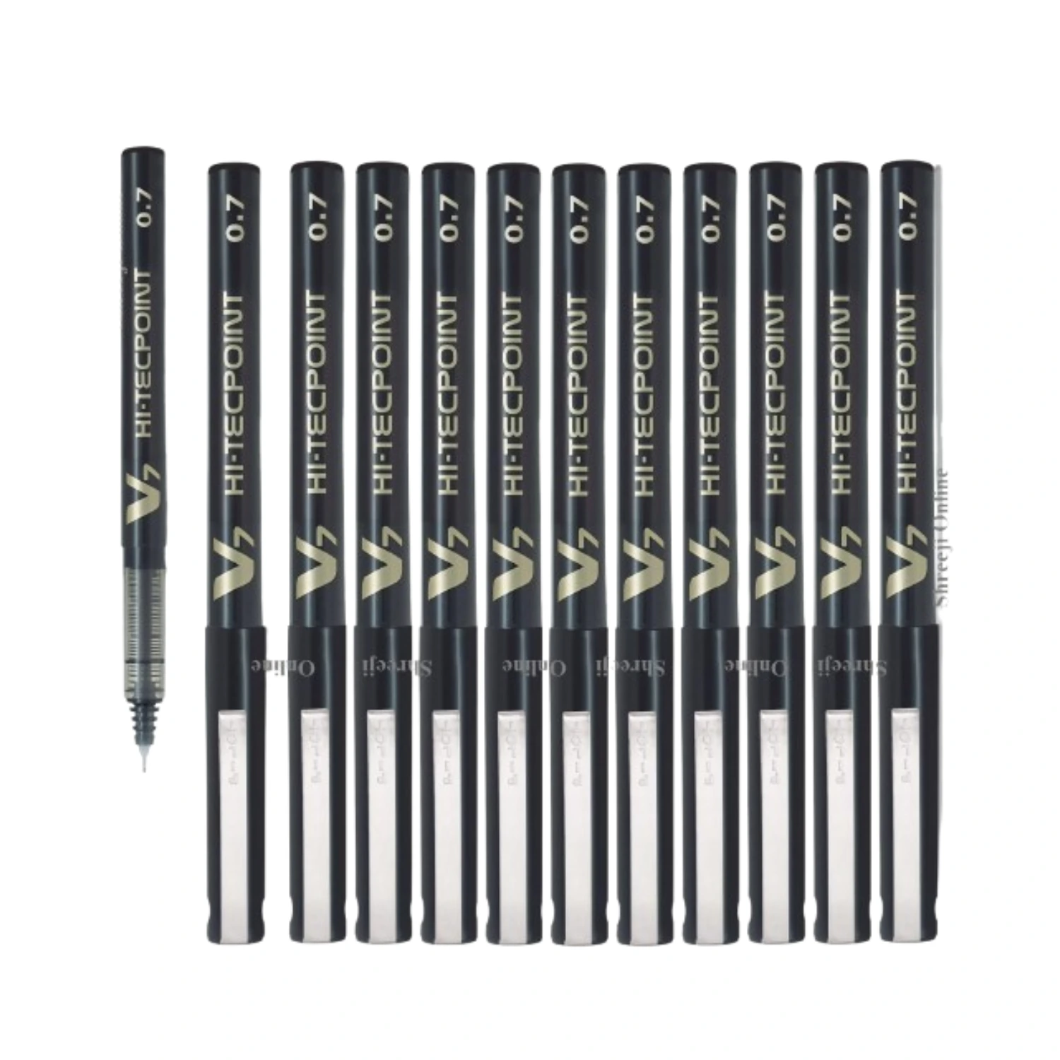 Pilot BX-V7 Hi-Tecpoint Rollerball Pen, 0.7 mm Tip - Black, Box of 12